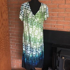 🪡ASHLEY STEWART🪡TIE DYE OMBRÉ WRAP FRONT DRESS🪡